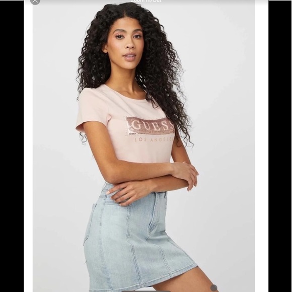 SOLD - Guess Sequin Logo Pink Tee - NWT - Picture 6 of 12